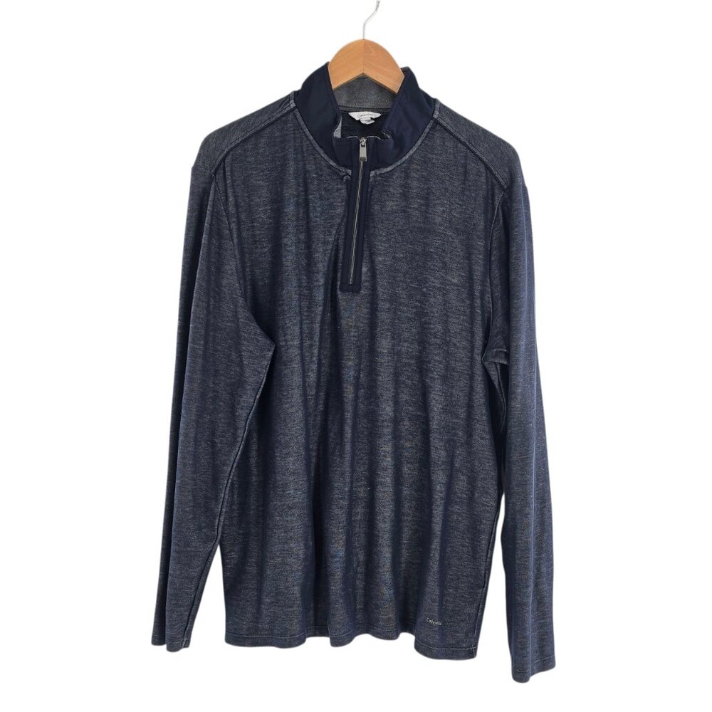 Calvin Klein Men’s 1/4‎ Zip Pullover Shirt XL Blue Long Sleeve